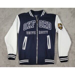 Oxford University Varsity Jacket Unisex XS Blue White Full Zip College